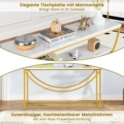 Konsolbord med imiteret marmorplade, 2-lags, 120x30x80,5 cm