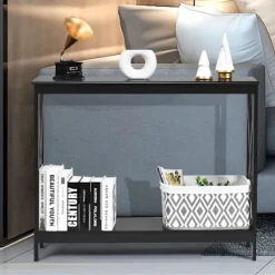 Konsolbord med underhylla 100cm - Sort