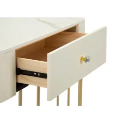 Konsolbord, quiltet kunstlæder, guldben, 100x40x75 cm