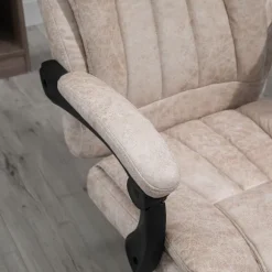 Kontorstol Drejestol Skrivebordsstol Med Tilbagelænet Funktion Fodstøtte Højdejusterbar Mikrofiber Beige + Sort + Sølv 63 X 71 X 110-118 Cm