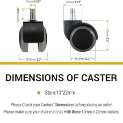 Kontorstol Hjul, 5-pak, Passer til IKEA Stol (10mm x 22mm) Kraftig