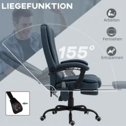 Kontorstol med 7-punkts massage, ergonomisk kontorstol med lænefunktion, højdejusterbar chefstol med fjernbetjening, 120 kg bæreevne, til studie, kont | Fyndiq