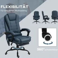 Kontorstol med 7-punkts massage, ergonomisk kontorstol med lænefunktion, højdejusterbar chefstol med fjernbetjening, 120 kg bæreevne, til studie, kont | Fyndiq