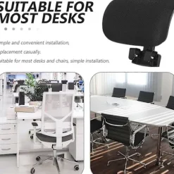 Kontorstol nakkestøtte tilbehør Universal hovedstøtte pude polstret justerbar højde vinkel-WELLNGS silver gray and black