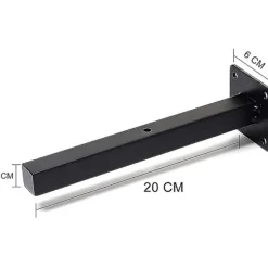 Kraftige flydende hyldeknægte - 20 cm blind sort industriel metalhylde