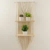 Kvastblonde Væg Hylde - Boho Væg Hylde - Dekorativ Boho Flydende Plante Rum Organisator Kvastblonde Reb Dekorativ Organisator, Håndlavet Plante Hylde | Fyndiq