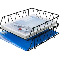 2-lags A4 Metal Brevbakker Stabelbar Kontorbord Organizer Hylde Filholder Magasinholder Papir Organizer Sort Black Style 2