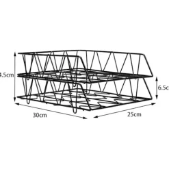 2-lags A4 Metal Brevbakker Stabelbar Kontorbord Organizer Hylde Filholder Magasinholder Papir Organizer Sort Black Style 2