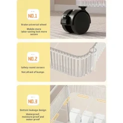 3-lags Akryl Rullebord med Hjul - Hylder til Snacks, Kosmetik, Bøger & Mere