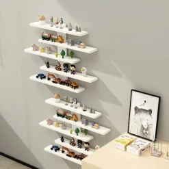 5-lags justerbar vægmonteret displayhylde | Velegnet til actionfigurer, byggeklodser og samleobjekter - Moderne opbevaringsreol til boligindretning White | Fyndiq