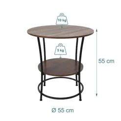 2-lags sidebord, trælignende bordplade, metalstel