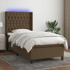 Lamellebund - Eksklusiv Hjem - 80x200cm - Mørkebrun - Farverig LED-stribe