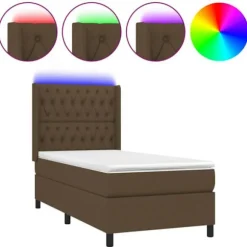 Lamellebund - Eksklusiv Hjem - 80x200cm - Mørkebrun - Farverig LED-stribe