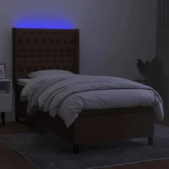 Lamellebund - Eksklusiv Hjem - 80x200cm - Mørkebrun - Farverig LED-stribe