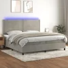 Lamelseng - Eksklusiv Hus - 200x200 cm - Lys grå velour - Farvet LED