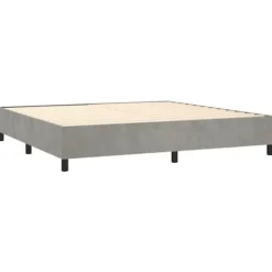 Lamelseng - Eksklusiv Hus - 200x200 cm - Lys grå velour - Farvet LED