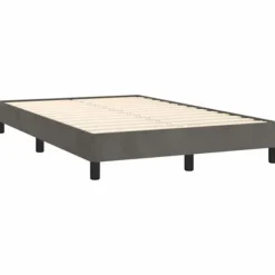Lamelseng med madras - Eksklusivt hjem - 120x190 cm - Mørkegrå fløjl - Farvet LED-bånd