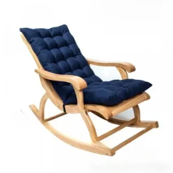 Lang Folding Recliner Gyngestol Bomulds Pude Pludspude Bambus Stol Pude Træ Folding