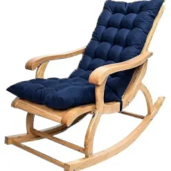 Lang Folding Recliner Rocking Chair Bomulds Pude Blødt Pude Bambus Stolpude Træ Folding