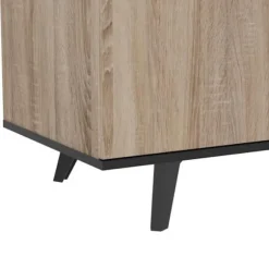 Lav skænk - Børstet eg og matsort indretning - Moderne - WAYNE - L 160,7 cm Borstad ek och mattsvart