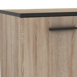 Lav skænk - Børstet eg og matsort indretning - Moderne - WAYNE - L 160,7 cm Borstad ek och mattsvart