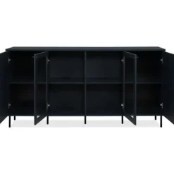 Lav skænk - CARACAS - Marineblå indretning - 2 glaslåger + 2 låger - L180 x H90 x D40 cm marinblå