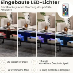 LED sofabord med marmor look & justerbare lysfarver & Lysstyrke stuebord sort
