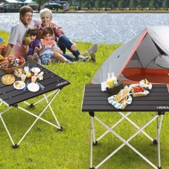 Ledeak Bærbar Foldbar Bord, Aluminium Campingbord, Ultralet med Taske, Nem at Bære, Foldbart Bord, Perfekt til Camping, Picnic