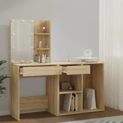 LED-frisør - Eksklusivt hus - Sonoma eg - Ingeniørtræ - Rummelig opbevaring Sonoma ek