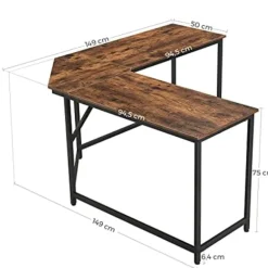 L-formet Computerbord, Hjørnebord til Studier, Hjemmekontor, Spil, Pladsbesparende, Nem Montering, Industrielt Design, Rustikbrun og Sort