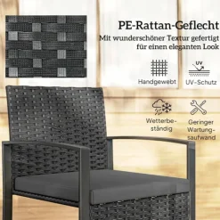 Lille altanmøbelsæt, PE-rattan, polstrede sæder