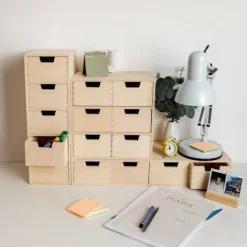 Lille Kommode - KREATIV DECO - 5 Skuffer - Naturligt Træ - 15x20,5x47 cm - Alsidig Naturlig