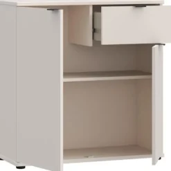 Lille opbevaringsmøbel - buffet - GANYMEDE - 2 døre - 1 skuffe - Sand - 80,1 x 34,1 x 82,3 cm Sand