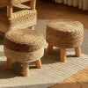 Lille osmannisk puf, fodskammel i pastoral stil, træ sofaskamler,