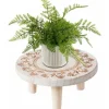 Lille rund træ blomsterpottestand, mini skammel, udstillingsstand til sukkulenter, bonsai, potteplanter, rustik blomsterpottestand