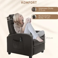 Lænestol med massagefunktion, justerbar ryglæn, kunstlæder