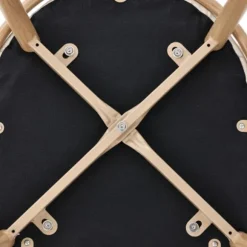 Lænestol med rattanryglæn og PU-sæde, beige stue stol til soveværelse og opholdsområde Beige