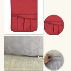Lænestol TV Fjernbetjeningsholder, Fremstillet af Non-Woven Stof, 5 Lommer Lænestolslomme Til Smartphone, Bøger, Tidsskrifter, Ipad (Grå)