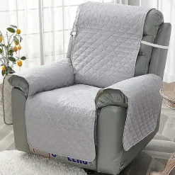 Lænestolsovertræk, Polstret Beskyttelse 1-personers. Vendbart Quiltet Overtræk. Farve Grå-55*196cm[co]