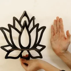Lotus Hjørnehylde Trævægmonteret Flydende Hylde Dekorativ Blomst Plante Display Hylde til Soveværelse