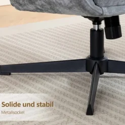 Loungestol med fodskammel, høj ryg, metalfod, grå