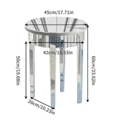 Luksus Sølv Glas Spejlet Sidebord Sofabord Endebord Stue Indretning CJY