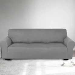 Lysegrå; enkeltsæde; mælkesilke ensfarvet sofabetræk, pletafvisende stof, simpelt elastisk fuldt dækkende minimalistisk sofabetræk. Single seat