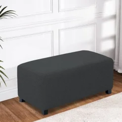Lysegrå, M Square Ottoman-betræk, strækbar, åndbar, vaskbar