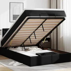 Lysende ottoman - Maison Exclusive - 120x190cm - Kunstlæder sort - Opbevaring med LED svart vit