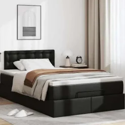 Lysende ottoman - Maison Exclusive - 120x190cm - Kunstlæder sort - Opbevaring med LED svart vit