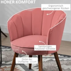 Lyserød lænestol i polyester og gummitræ