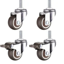M10 Drejelige hjul med bremse, kraftige drejelige gummihjul, arbejdsborde, møbelhjul, gevinddiameter: 10 mm, længde 25 mm, 2 med B [DB]