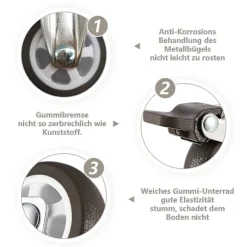 M10 Svingbare Hjul Med Bremse, Svære Gummiløbehjul, Arbejdsborde, Møbelhjul, Gevinddiameter: 10mm, Længde 25mm, 2 Med Bremse + 2