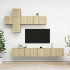 Maison Exclusive - 7 dele TV-møbel sæt Sonoma eg Ingeniørtræ sonoma ek